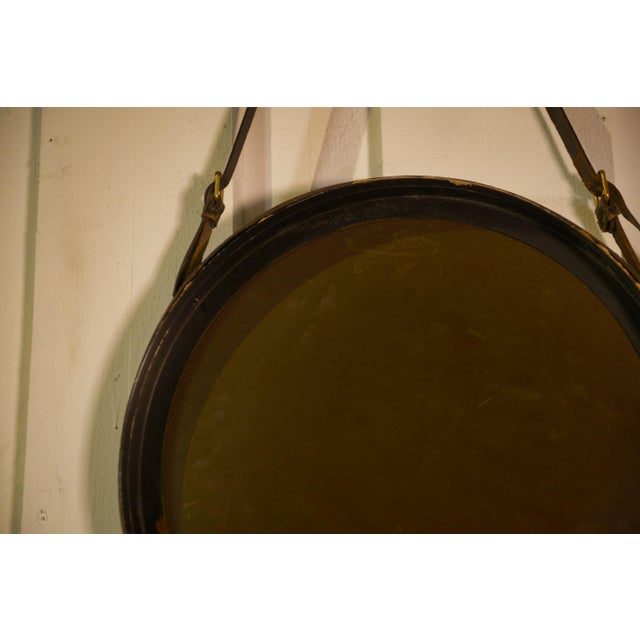 Black Black Leather Mirror by Jacques Adnet, 1950s For Sale - Image 8 of 12