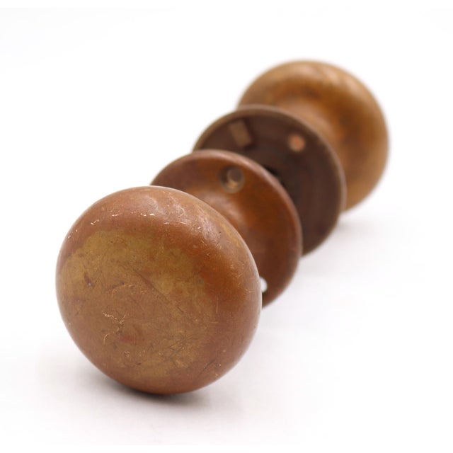Mid 20th Century Vintage Concentric Bronze Passage Door Knobs For Sale - Image 5 of 6
