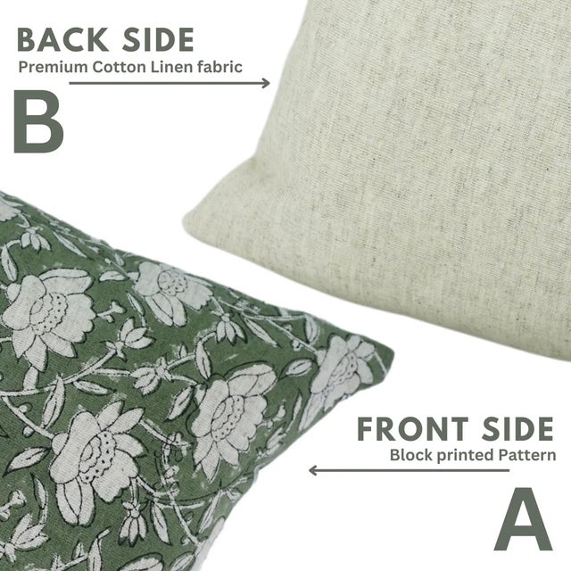 Fabdivine Handcrafted Block Print Cushion Cover 12x20 Inch Cotton Linen-Dhruv For Sale - Image 4 of 5