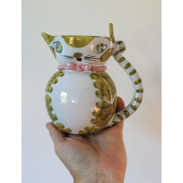 Mid-Century Modern Vintage Italian Ceramic Cat Pitcher For Sale - Image 3 of 11