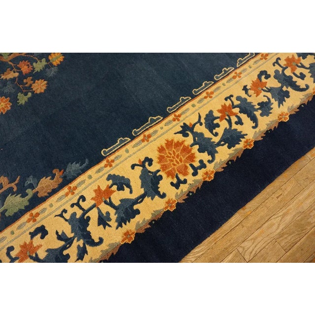 1930s Royal Blue Vase Tree Antique Chinese Peking Carpet 9'4'' X 11'9'' Knotted Wool Rug For Sale - Image 11 of 13