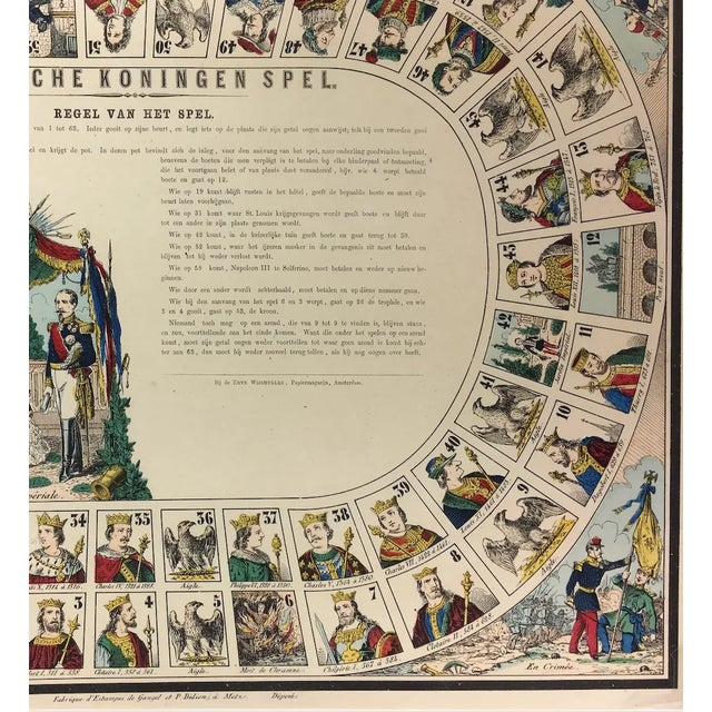 French Antique French Empire Game Lithograph Print For Sale - Image 3 of 5