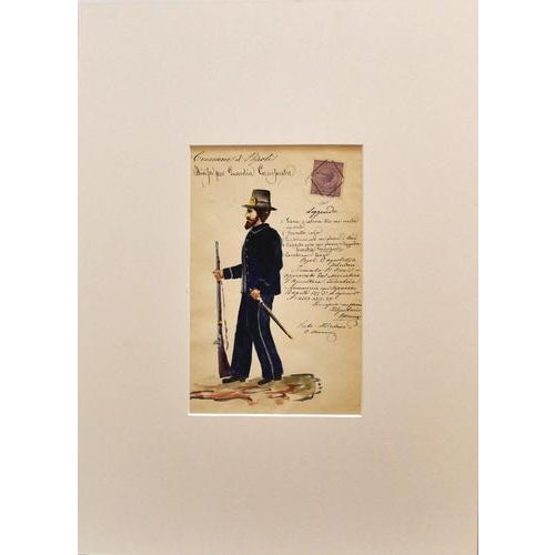 Unknown, Guard, Early 20th Century, Watercolor For Sale - Image 3 of 3