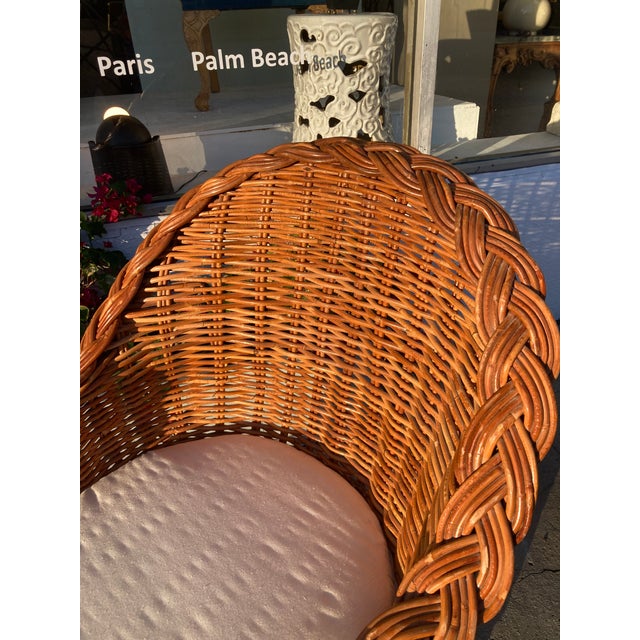 Bielecky Brothers Natural Rattan Jumbo Braid Barrel Chair For Sale In Los Angeles - Image 6 of 10