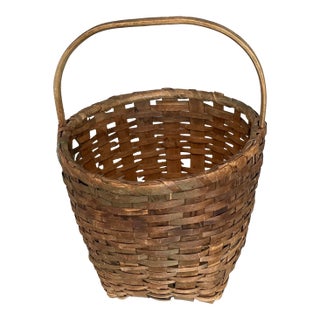 1800s Antique Woven Basket For Sale