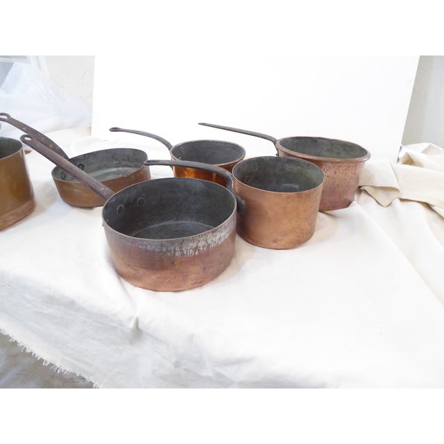 Late 19th Century Antique French Copper Pans - Set 6 For Sale - Image 5 of 5