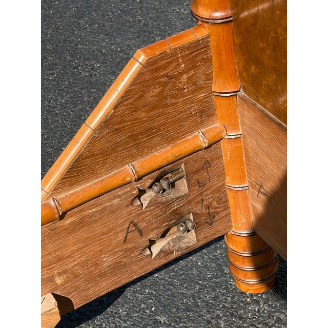 Chestnut 19th Century Rj Horner Style Faux Bamboo Birds Eye Maple Bed Frame For Sale - Image 8 of 12
