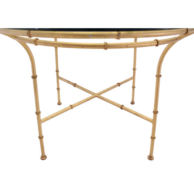 Mid 20th Century Faux Bamboo X Base Round Dining Table For Sale - Image 5 of 6