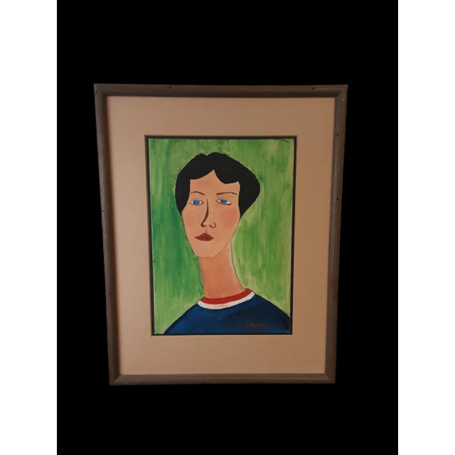 Vintage Oil Painting of Lady With Blue Eyes For Sale In West Palm - Image 6 of 6