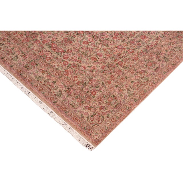Shabby Chic Elegant Renaissance 1990's Tan/Red Wool Rug - 8'0'' X 10'5'' For Sale - Image 3 of 9