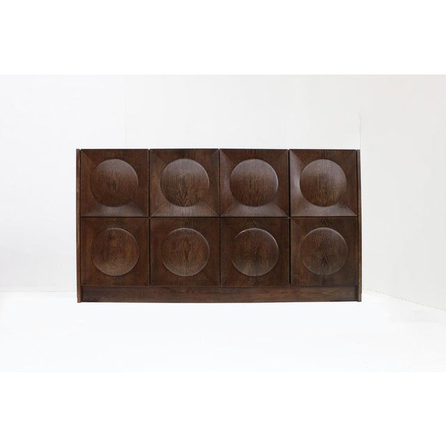 Vintage Brutalist sideboard design from the 1970s . Beautifully designed with a playful graphic design. High sideboard...