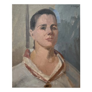 Albert Chavaz, Portrait de jeune femme, 1977, Oil on Cardboard, Framed For Sale