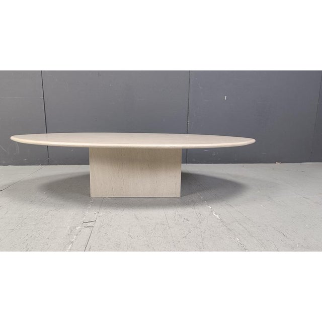 Vintage Oval Travertine Coffee Table, 1970s For Sale - Image 9 of 10