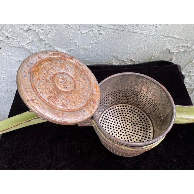 Metal Vintage Mid-Century Industrial Green Metal Potato Ricer Press For Sale - Image 7 of 9