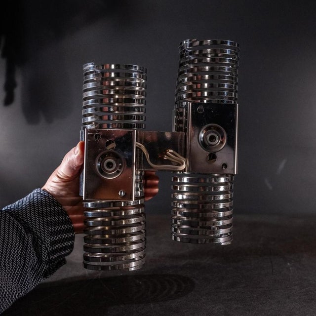 Space Age Spiral Spring Wall Lights in Chromed Steel, 1970s, Set of 2 For Sale - Image 17 of 18
