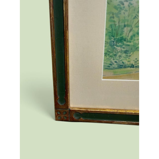 Italian Village Landscape Pastel in Decorative Green and Gilt Frame For Sale - Image 4 of 9
