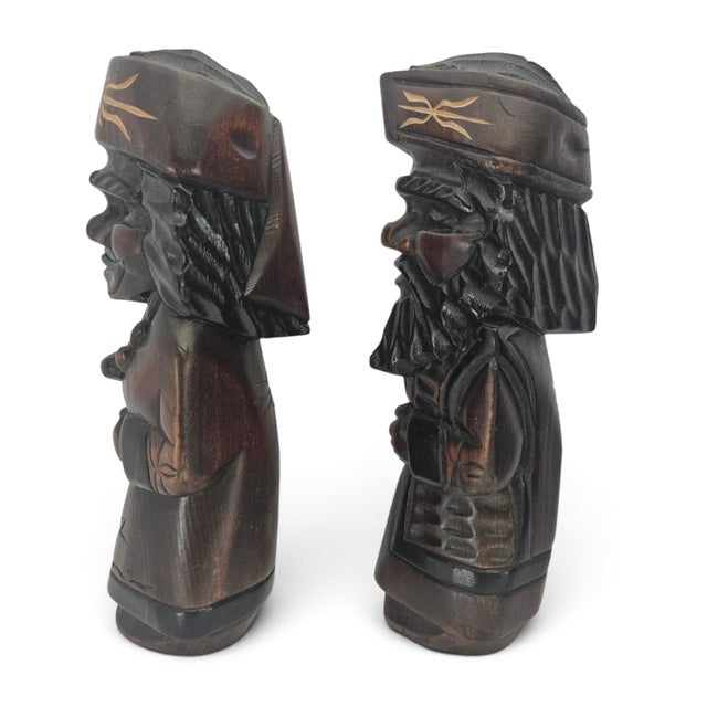Japanese 1950s Japanese Ainu Hand-Carved Wood Figures, Hokkaidō, Pair For Sale - Image 3 of 12