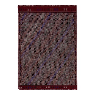 Mid 20th Century Jajim Kilim With Diagonal Stripes 5'4'' X 7'9'' For Sale