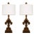 Late 20th Century Pair of French Provincial Gilded Fleur-De-Lis Lamps With Tailored White Linen Shades For Sale