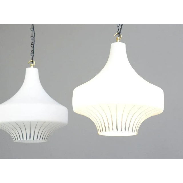 Gold Mid-Century Opaline Pendant Light, 1950s For Sale - Image 8 of 10