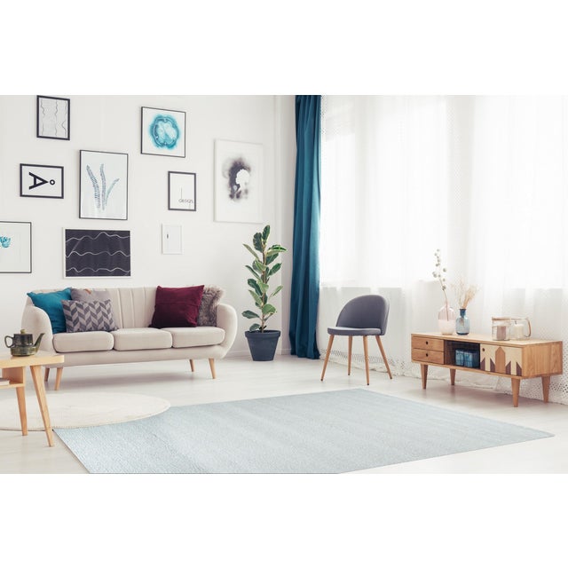 5x8 Fiona Rustic Ivory Open Solid Minimalist Flatweave Wool Carpet Rug For Sale - Image 4 of 10