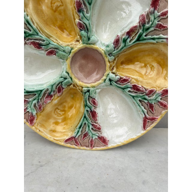 Victorian 19th Century Majolica Oyster Plate S. Fielding and Co For Sale - Image 3 of 6