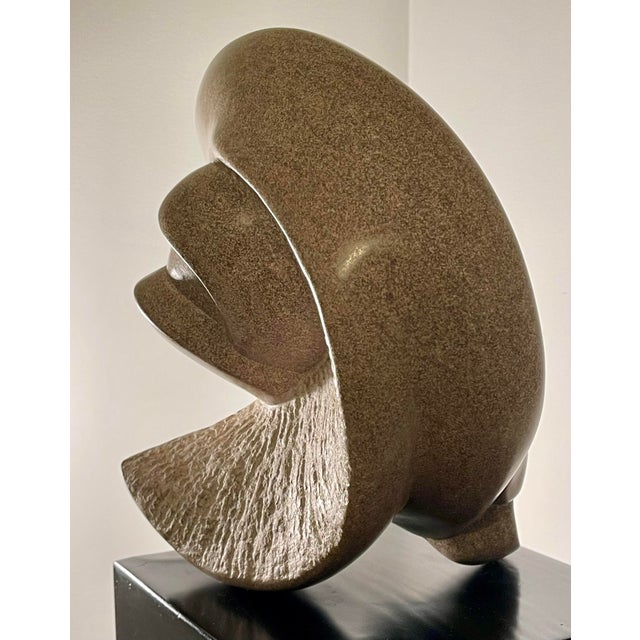1980s Stone Sculpture of Seashell Original One of a Kind Handcarved Limestone For Sale - Image 5 of 5