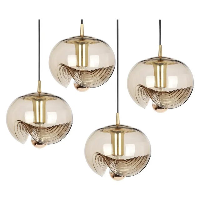 Gray Large Smoked Glass Pendant Light from Peill & Putzler, Germany, 1970s For Sale - Image 8 of 8