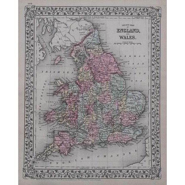 Traditional 1881 Mitchell Map of England and Wales For Sale - Image 3 of 3