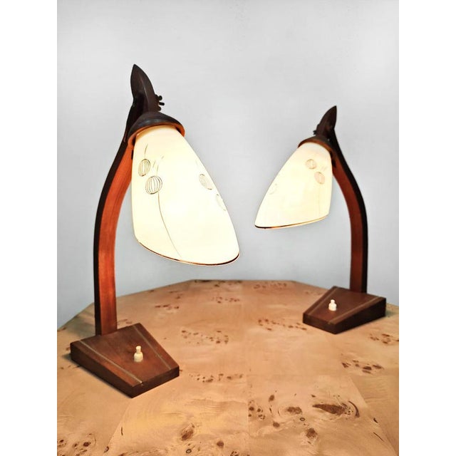 1940s Mid-Century Modern Wooden Desk Lamps, 1940s, Set of 2 For Sale - Image 5 of 6
