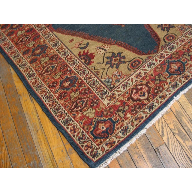 1880s Blue Navy - Camel Medallion Antique Persian Sultanabad Rug 4'5" X 6'9" Handknotted Wool Carpet For Sale - Image 15 of 18