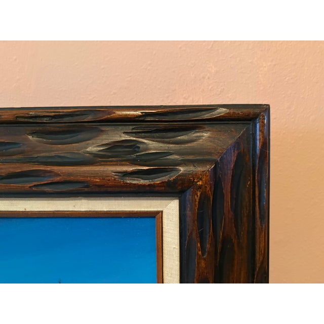 1976 Signed Winter Mountain Landscape Painting in Rustic Wood Frame For Sale - Image 4 of 11