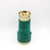 An Aldo Tura Modernist cocktail shaker. Green colored parchment with silver and brass plated details.