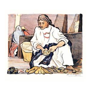 1947 Pablo O'Higgins Mexican Market Lithograph