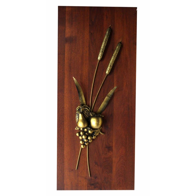 Mid 20th Century Non Matching Pair Cast Metal Sculptures of Fruits Solid Walnut Mount Board Mint! For Sale - Image 5 of 9