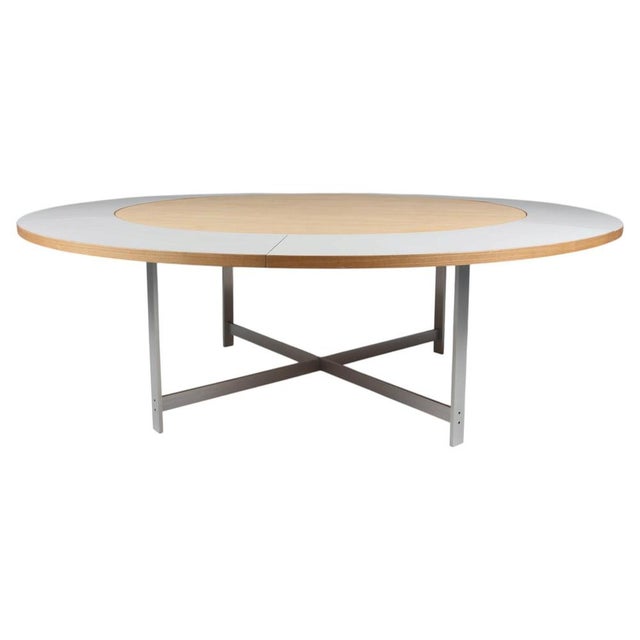 Vintage Dining Room Table in Oak and Steel by Jørgen Høj, 2010s For Sale - Image 12 of 12