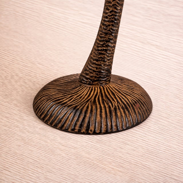 Late 20th Century Vintage Hollywood Regency Palm Tree Candlestick With Verdigris Patina For Sale - Image 5 of 6