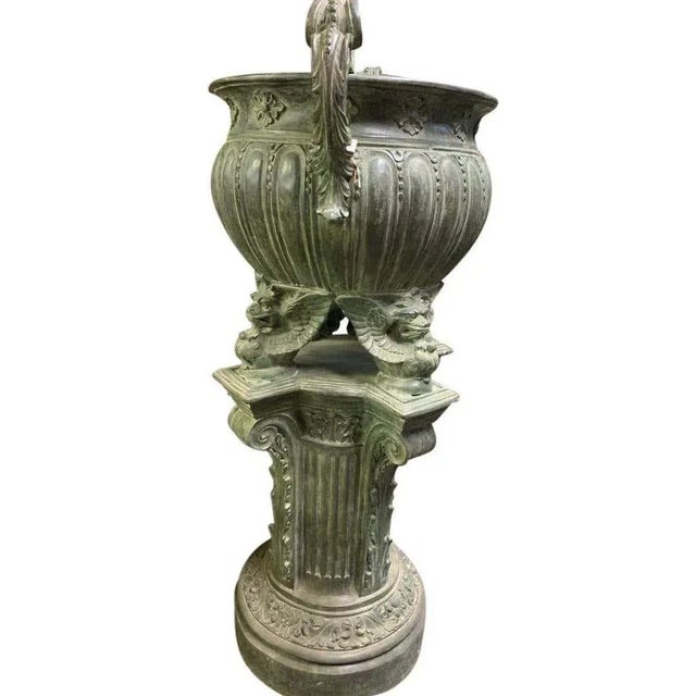 French Empire Garden Urns in Bronze, 20th Century, Set of 2 For Sale - Image 5 of 10