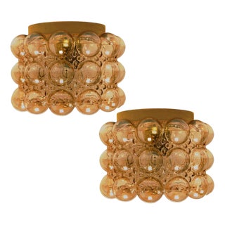 Amber Glass Flush Mount from Helena Tynell, 1960 For Sale