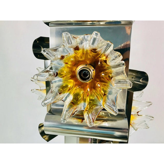 1970s 1970s Aluminum and Murano Glass Ceiling Light by Mazegga, Italy For Sale - Image 5 of 10