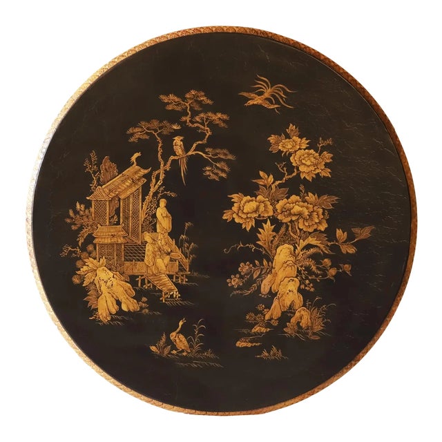 Vintage Gold Hand Painted Chinoiserie Round Table For Sale In New York - Image 6 of 8