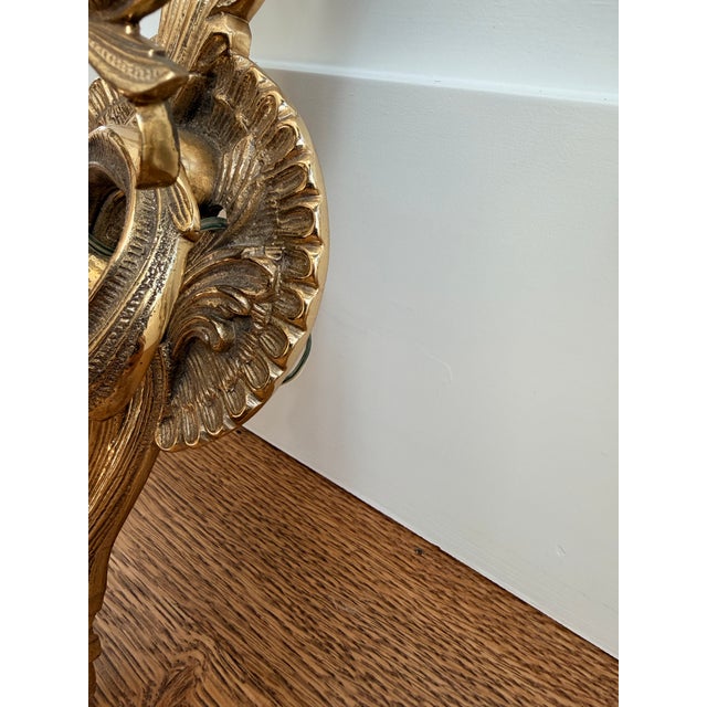 Mid 20th Century Vintage Gilt Metal Double-Arm Wall Sconces – Louis XV Rococo Style (Pair) For Sale - Image 5 of 12
