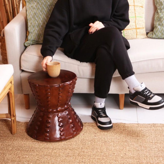 Contemporary Elly Round Oak Wood Side Table For Sale - Image 3 of 9