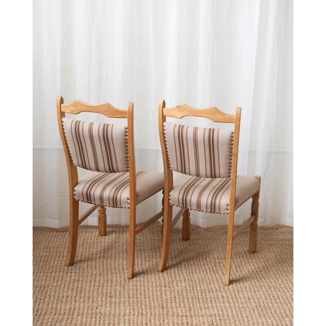 1970s Henning Kjaernful Style Danish Oak Dining Chairs With Wool Upholstery - Set of 6 For Sale - Image 12 of 18