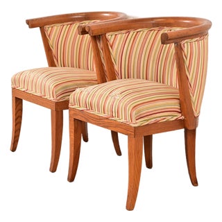 Harold Schwartz for Romweber Mid-Century Modern Sculpted Oak Tub Chairs, Pair For Sale