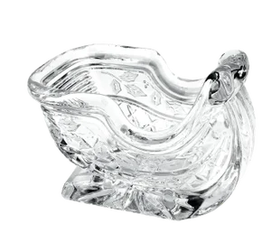 Vintage Glass Pressed Sleigh Trinket Box, Candle Holder or Planter