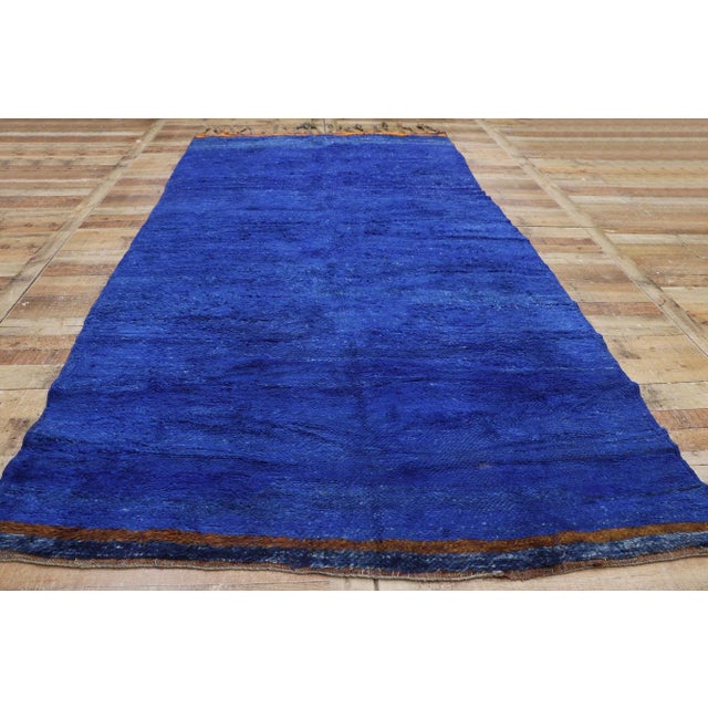 Textile Vintage Berber Blue Moroccan Rug - 05'10 X 11'02 For Sale - Image 7 of 9