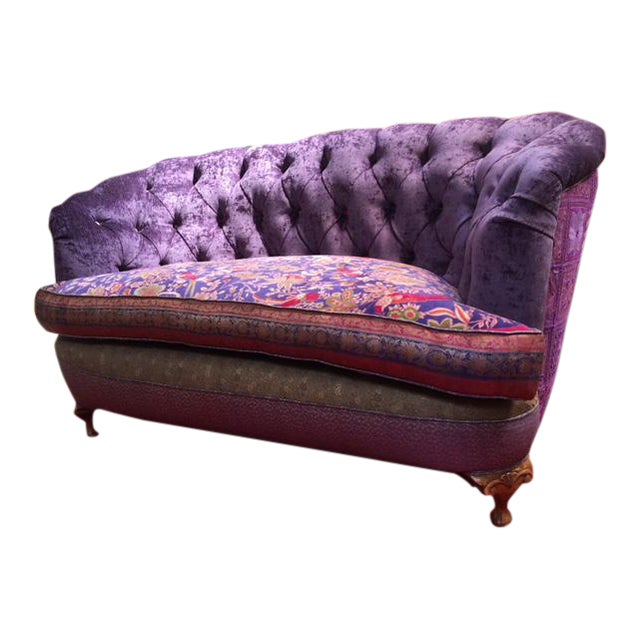 Reupholstered Upcycled Silk Purple Velvet Loveseat Chairish