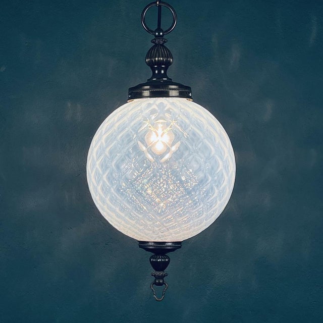 Vintage Blue Murano Sphere Ball Pendant Lamp, Italy, 1970s For Sale - Image 10 of 15