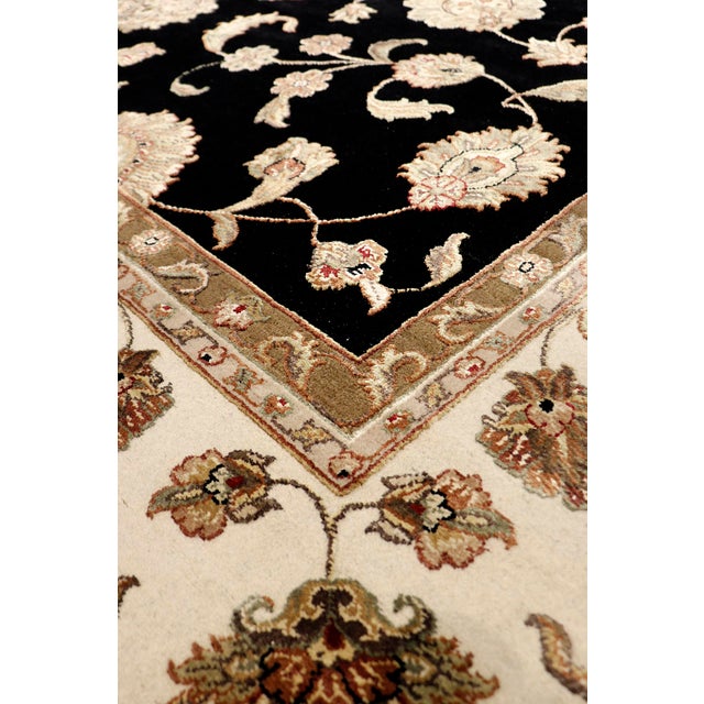 Traditional Pasargad Home Agra Black Silk & Wool Area Rug- 8'11'' X 12' 2'' For Sale - Image 3 of 5